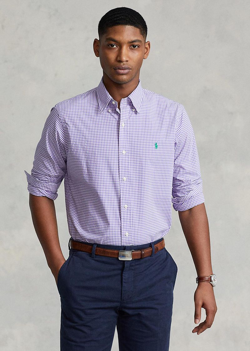 ポロ ラルフ ローレン シャツ メンズ 紫 カスタム フィット Gingham ストレッチ Poplin NZKEC0251